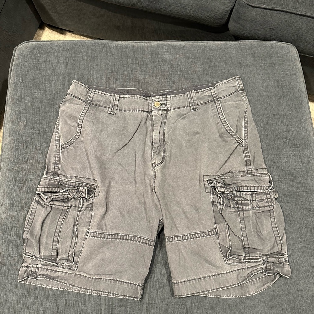 Men's gray cargo shorts
